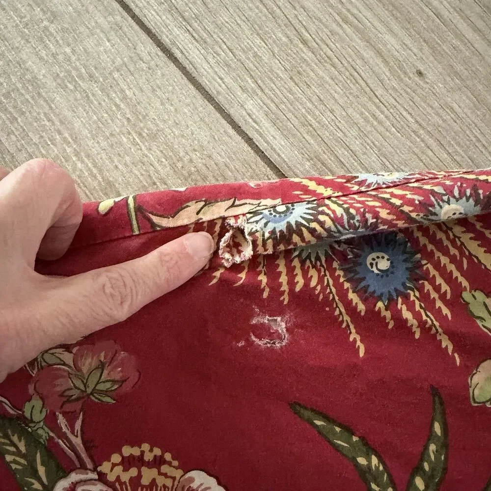 Pottery Barn Red Floral Bird Peacock KING Duvet W 2 Euro Shams Cotton